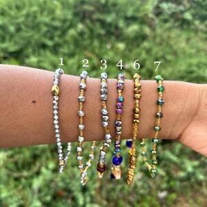 Metallic handmade beaded African anklets